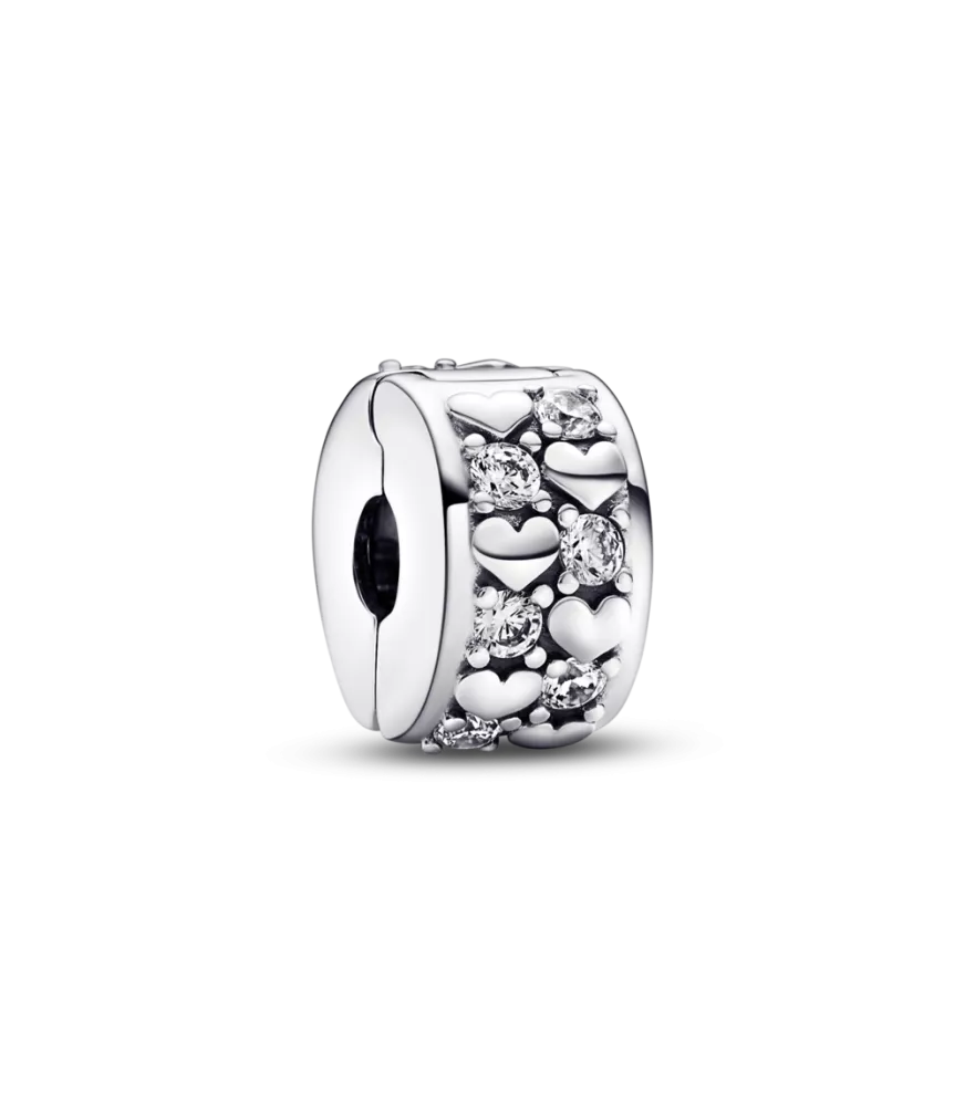 Clip en plata de ley Corazones Infinitos Brillantes