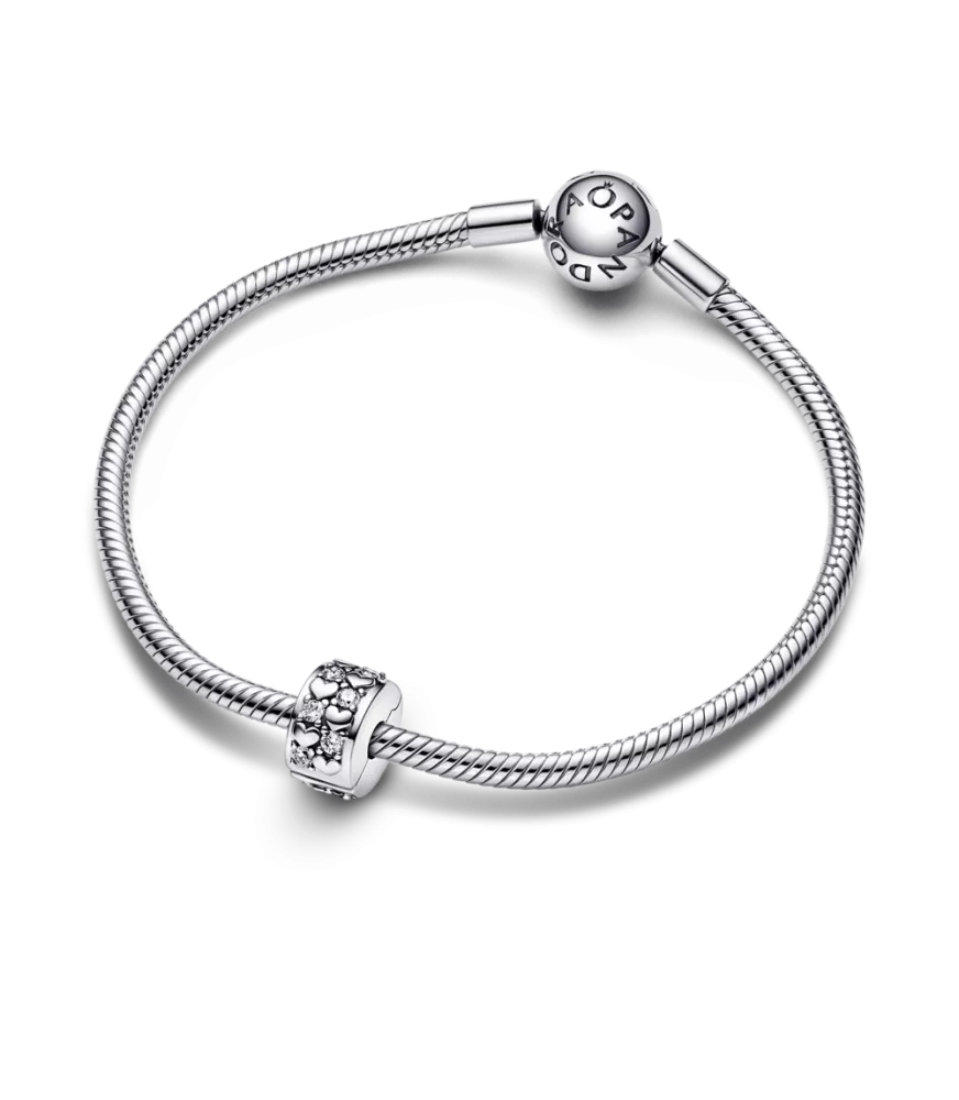 Clip en plata de ley Corazones Infinitos Brillantes