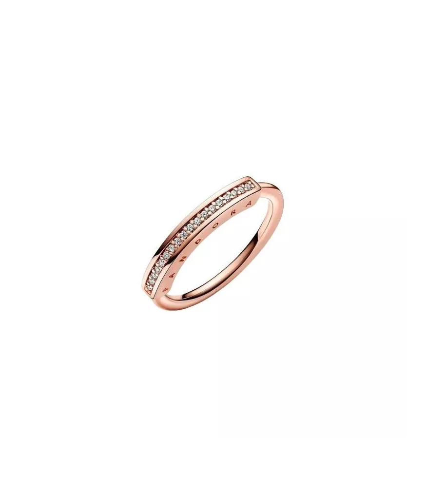 Anillo Pandora Signature con un  recubrimiento en oro rosa de 14k I-D Pavé