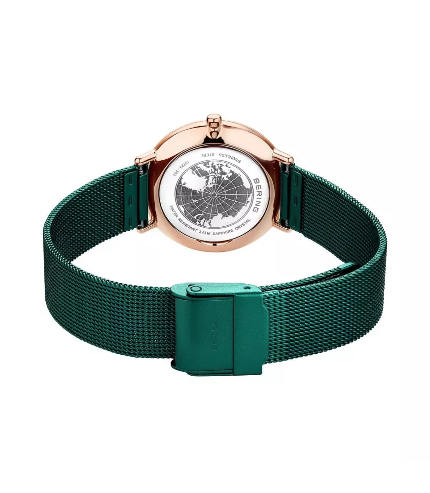 Reloj Bering Ultraslim verde mujer 15729-868