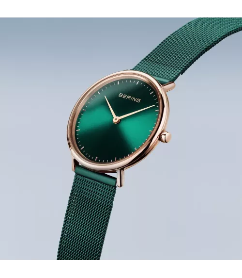 Reloj Bering Ultraslim verde mujer 15729-868