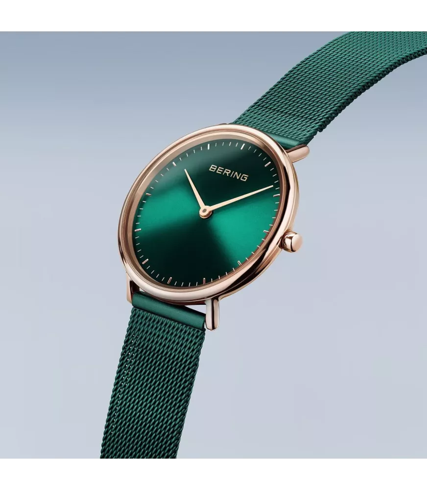 Reloj Bering Ultraslim verde mujer 15729-868