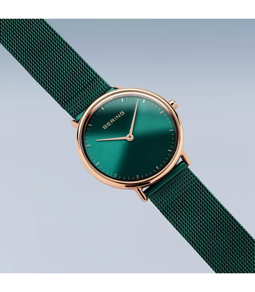 Reloj Bering Ultraslim verde mujer 15729-868