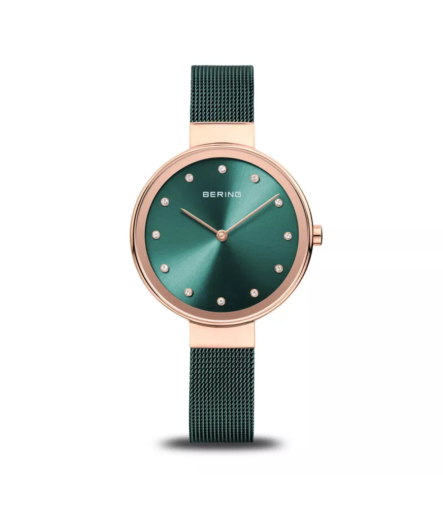 Reloj Bering clásico, malla fina verde mujer 12034-868