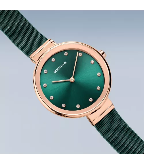 Reloj Bering clásico, malla fina verde mujer 12034-868