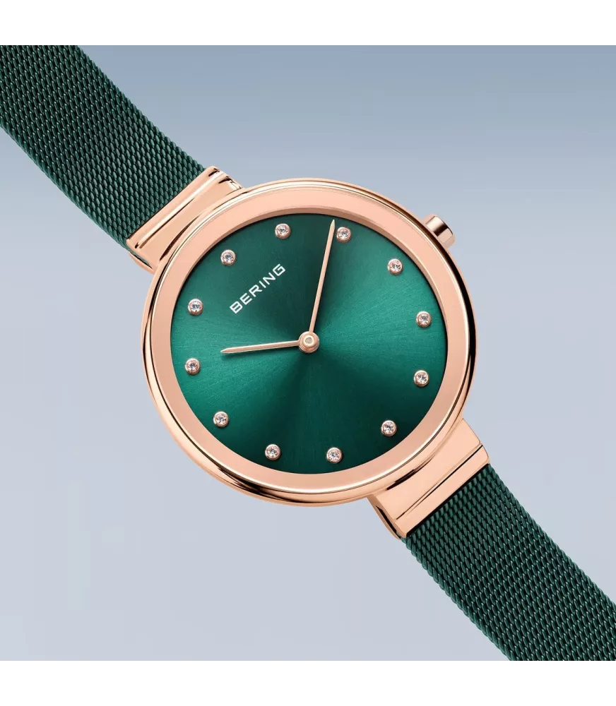 Reloj Bering clásico, malla fina verde mujer 12034-868