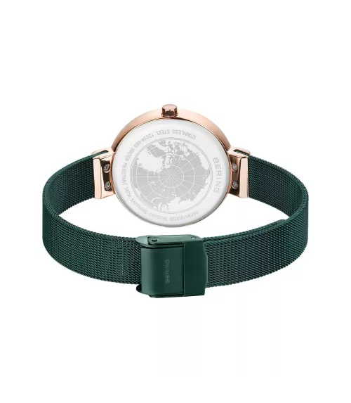 Reloj Bering clásico, malla fina verde mujer 12034-868