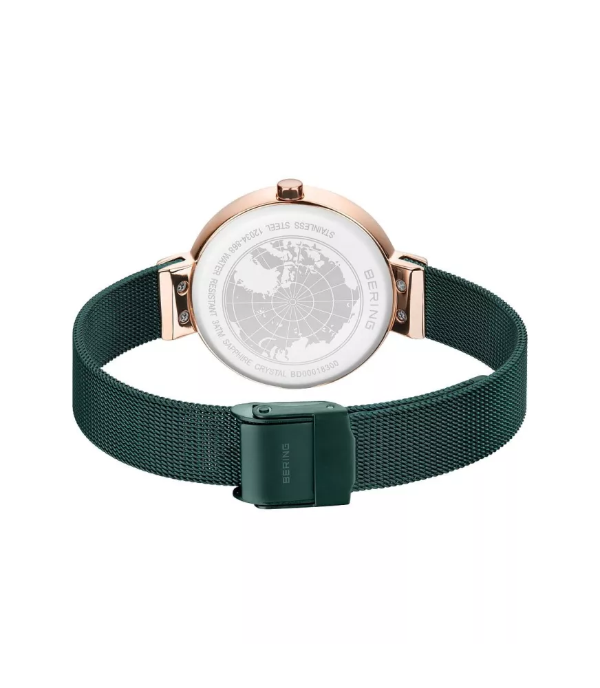 Reloj Bering clásico, malla fina verde mujer 12034-868