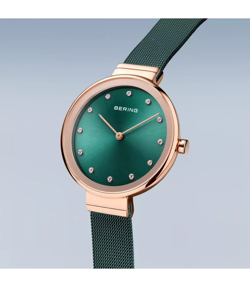 Reloj Bering clásico, malla fina verde mujer 12034-868