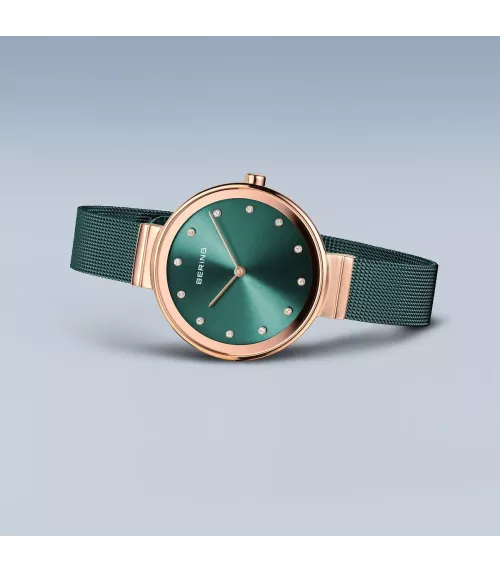Reloj Bering clásico, malla fina verde mujer 12034-868