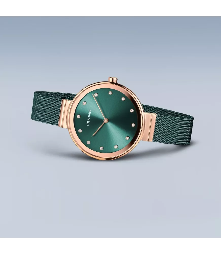 Reloj Bering clásico, malla fina verde mujer 12034-868