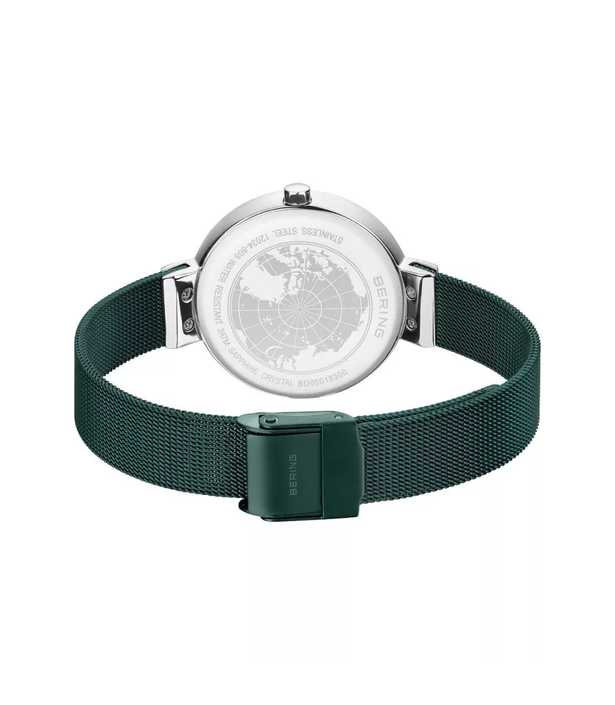 Reloj Bering clásico, malla fina verde mujer 12034-868