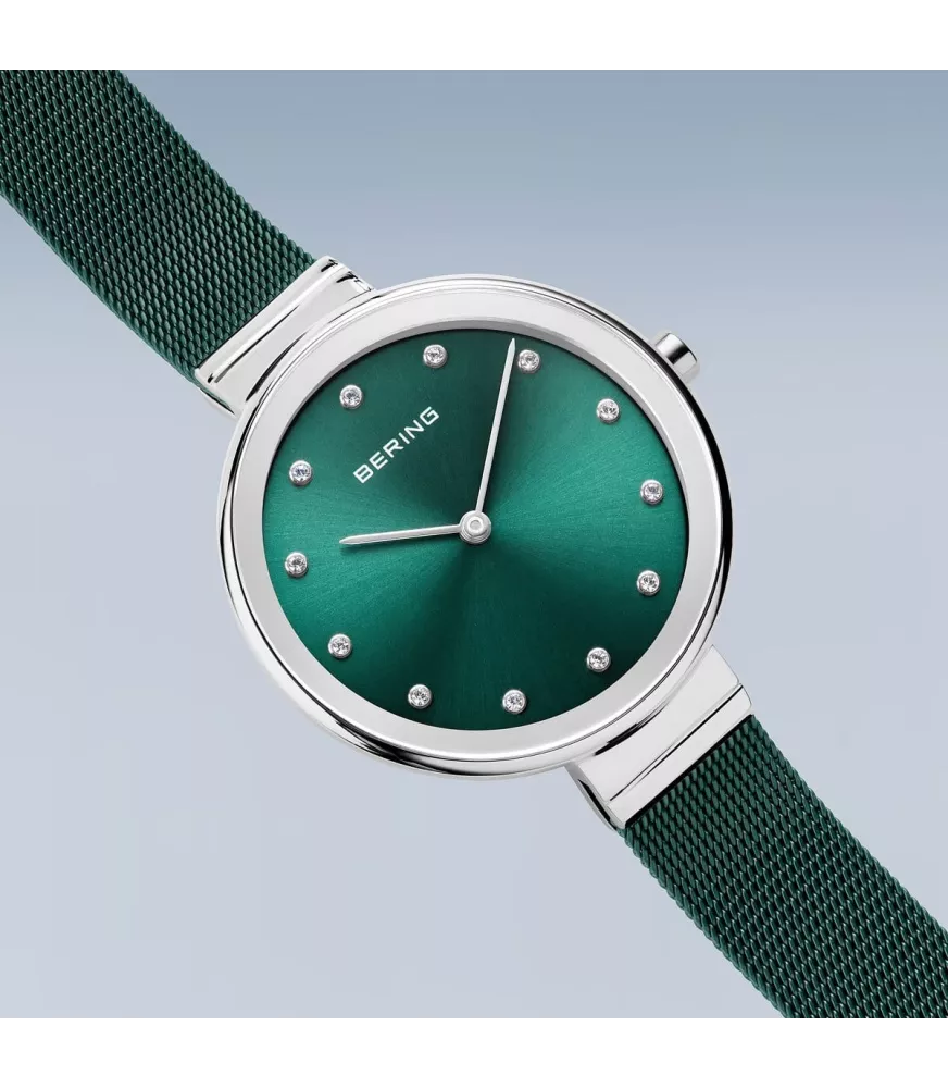 Reloj Bering clásico, malla fina verde mujer 12034-868