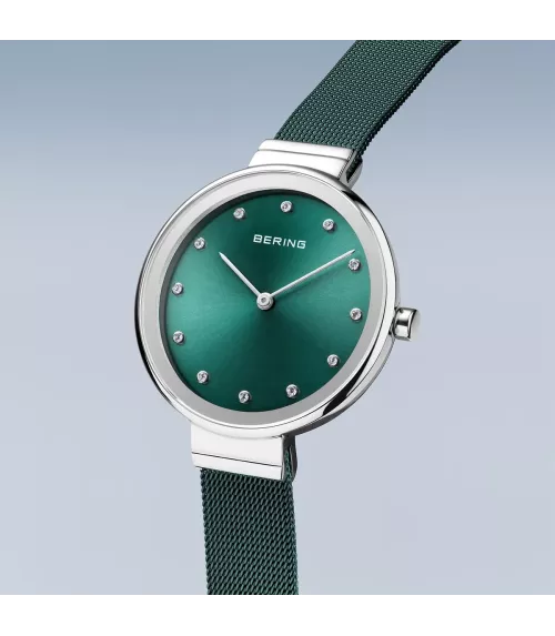Reloj Bering clásico, malla fina verde mujer 12034-868