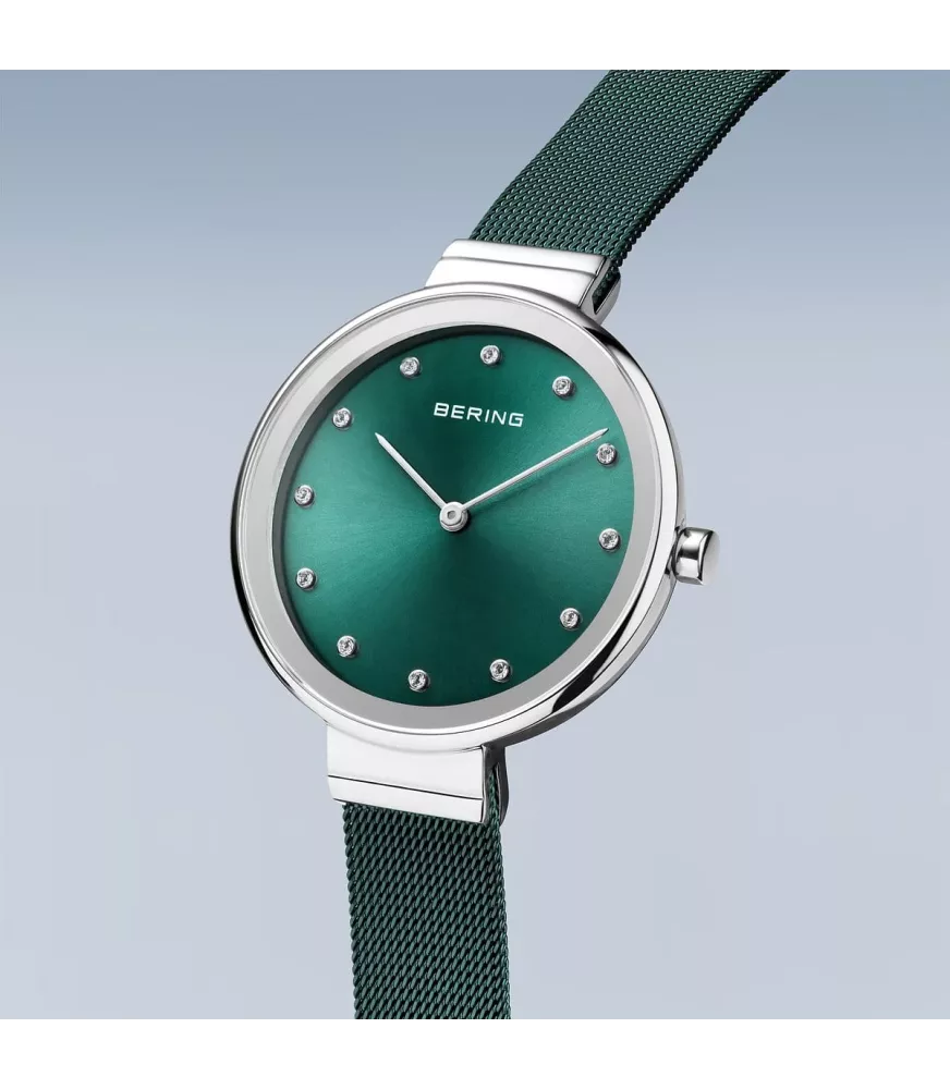 Reloj Bering clásico, malla fina verde mujer 12034-868