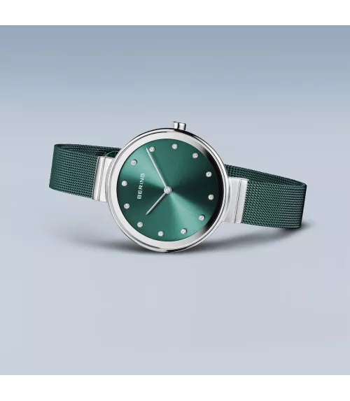 Reloj Bering clásico, malla fina verde mujer 12034-868