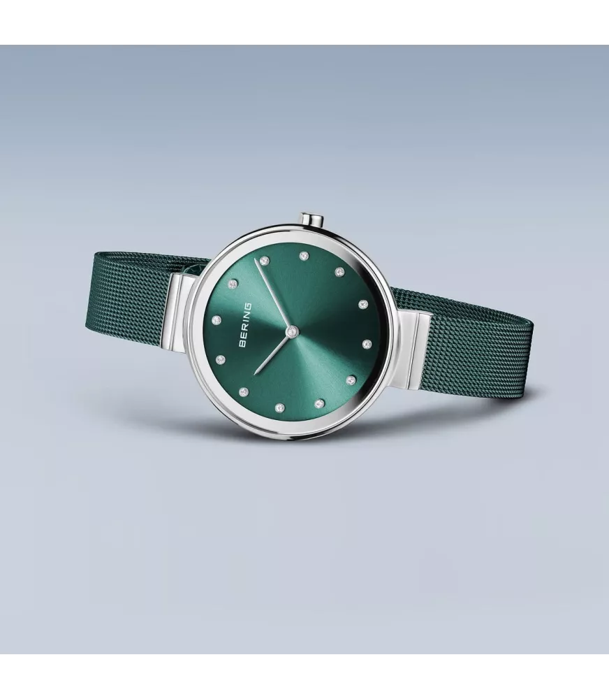 Reloj Bering clásico, malla fina verde mujer 12034-868