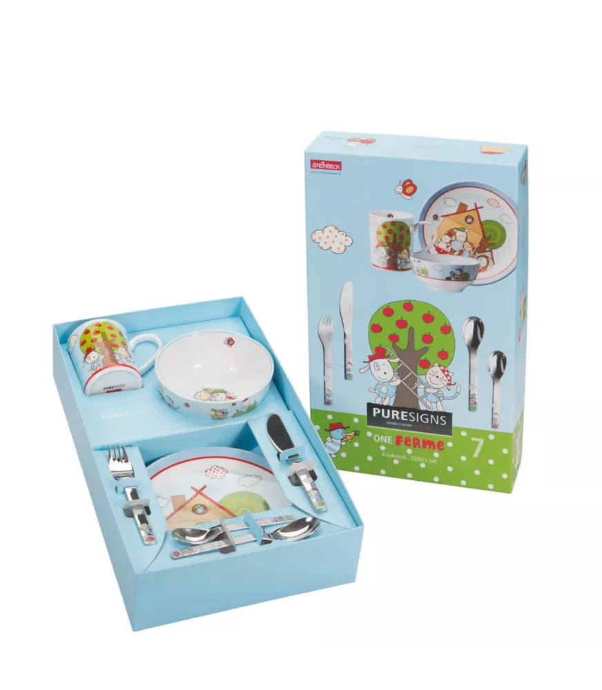 Set 7 piezas vajilla y cubiertos "Ferme".