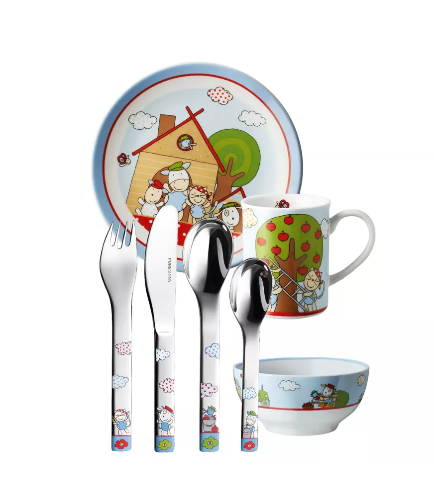Set 7 piezas vajilla y cubiertos "Ferme".
