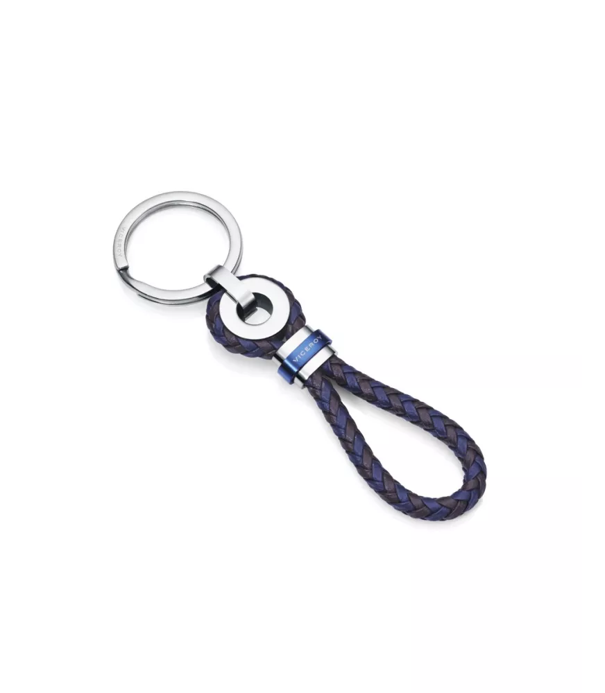 Llavero Viceroy hombre en acero y cuero marrón y azul. 6403L09019