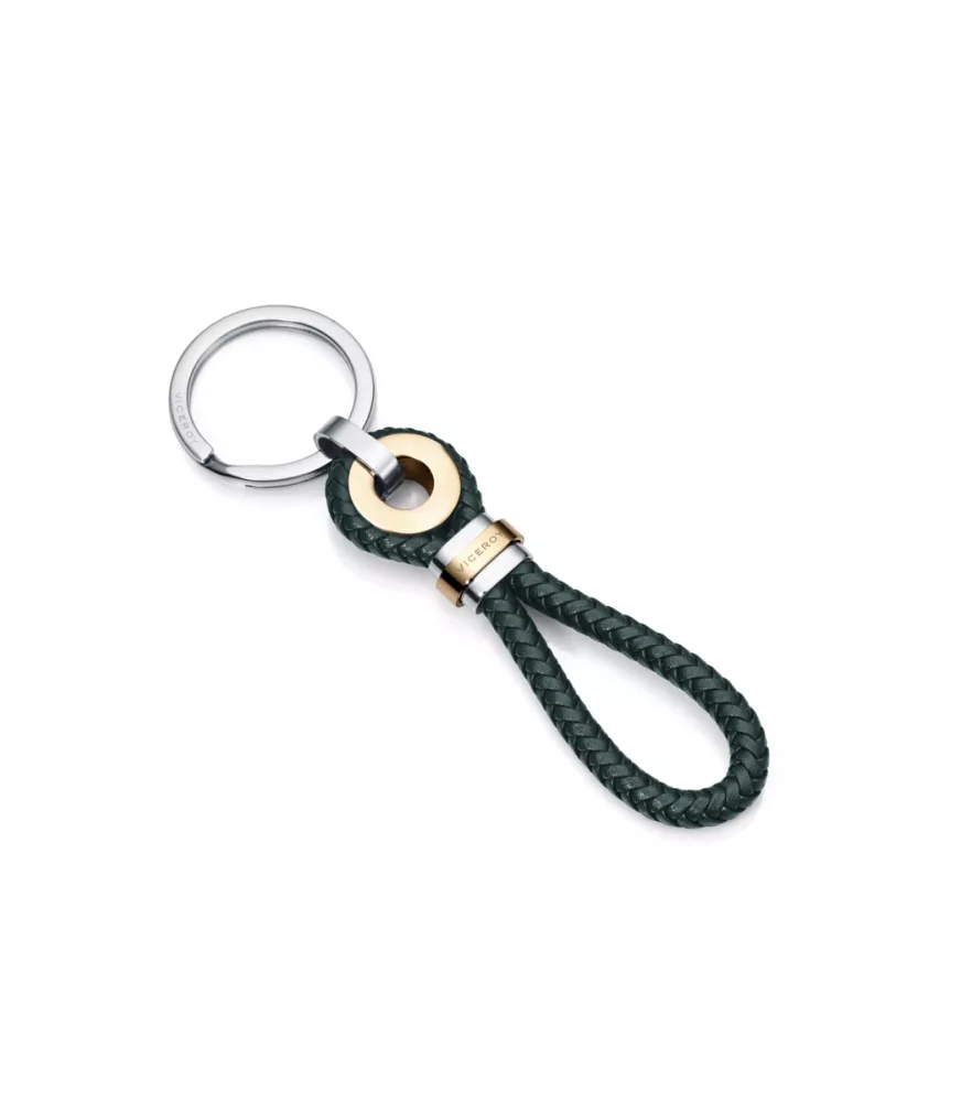 Llavero Viceroy hombre en acero y cuero verde. 6470L01012 