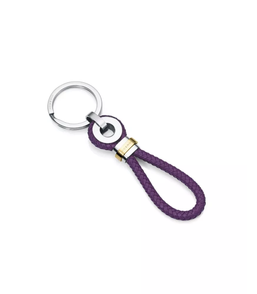 Llavero Viceroy Unisex en acero y cuero morado. 6470L01019