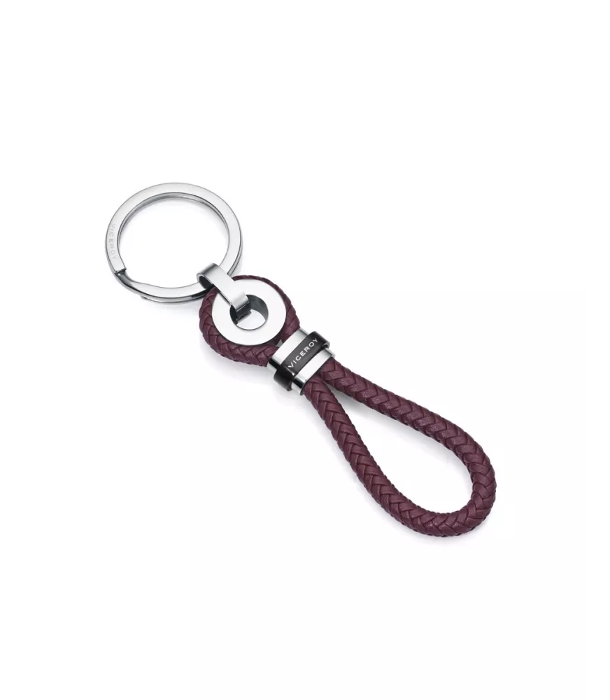 Llavero Viceroy hombre en acero y cuero burdeos. 6470L01000.