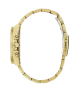 Cuarzo, analógico, 3 agujas, multifunción y brazalete en acero dorado.