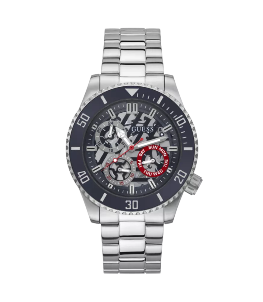 Cuarzo ,analógico, 3 agujas y multifunción. Con correa de acero.