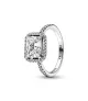 Anillo en plata de primera ley Pandora Halo Rectangular Brillante