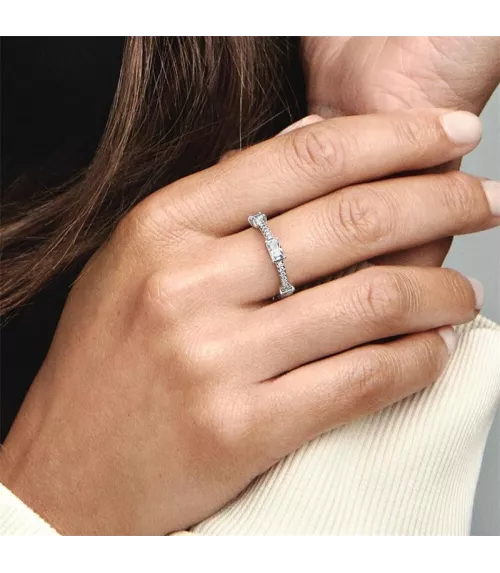 Anillo en plata de primera ley Pandora Barras Rectangulares Brillantes