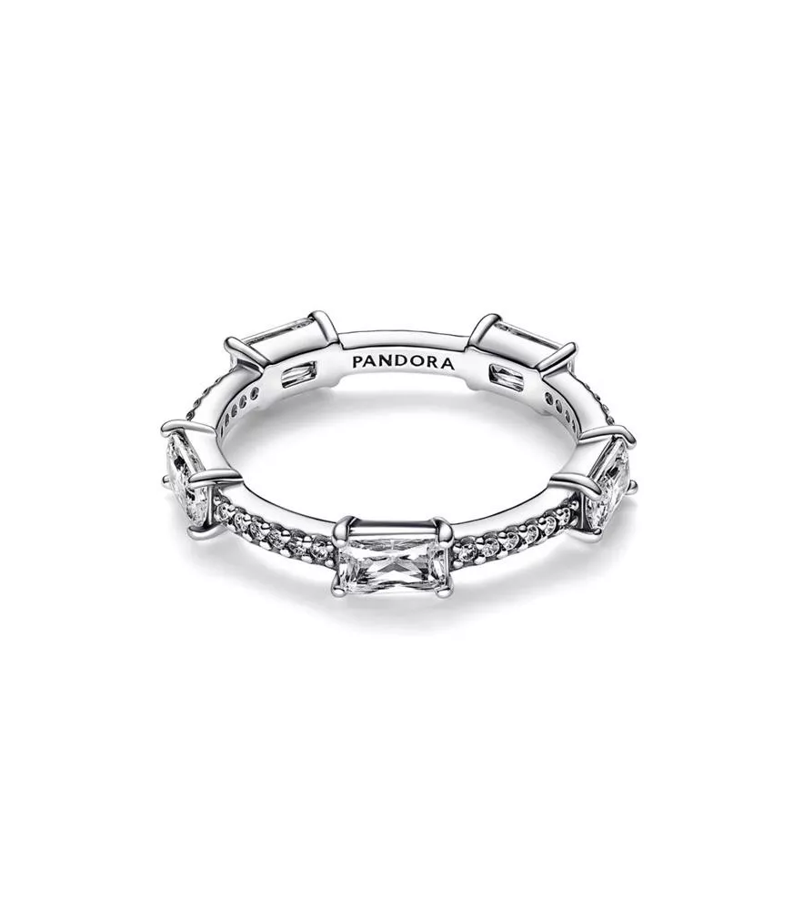 Anillo en plata de primera ley Pandora Barras Rectangulares Brillantes