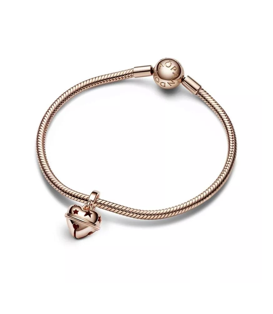 Charm colgante con recubrimiento de oro rosa de segunda ley de 14k  Cascabel Navideño