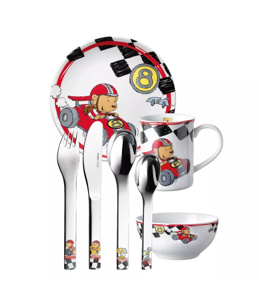 Set 7 piezas vajilla y cubiertos "Rápido".