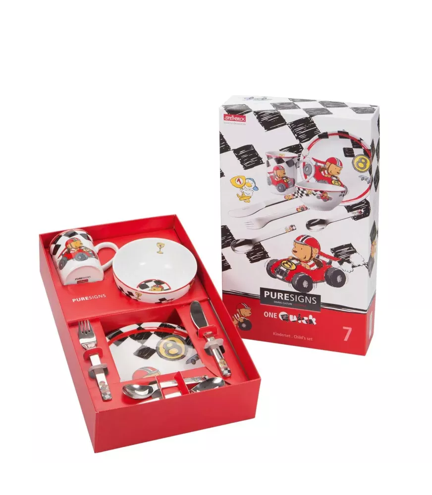 Set 7 piezas vajilla y cubiertos "Rápido".