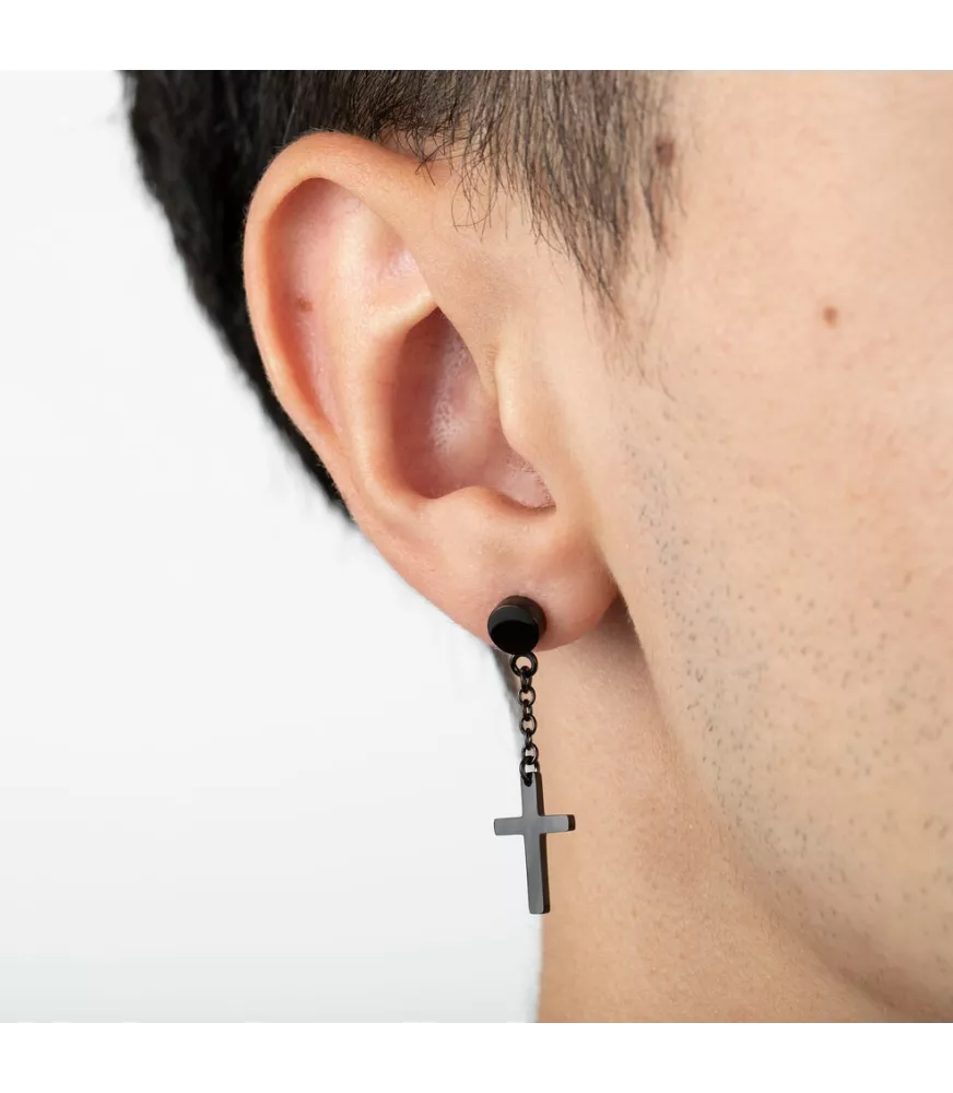 Pendientes hombre Lotus Style de acero.