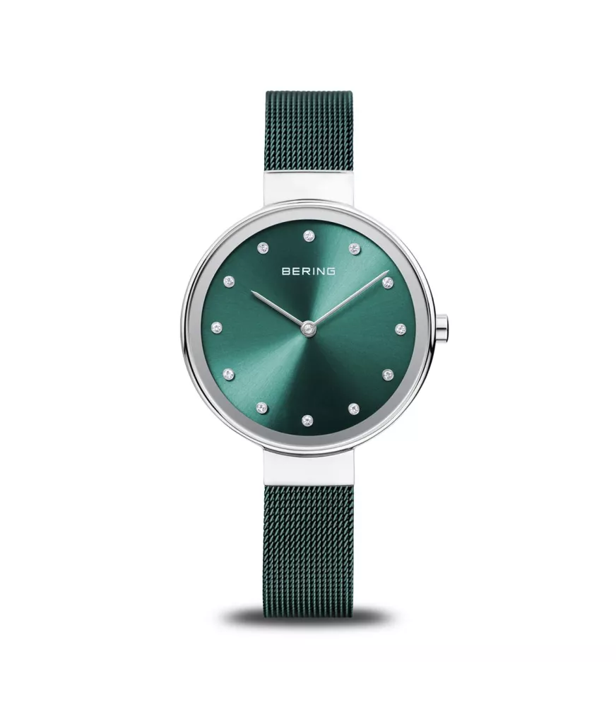 Reloj Bering clásico, malla fina verde mujer 12034-868
