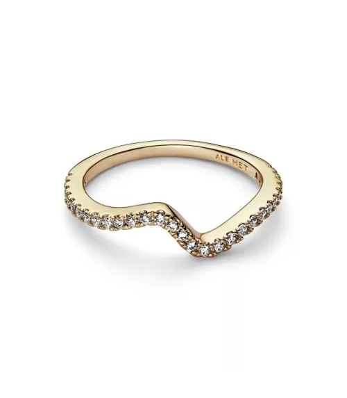 Anillo Con Un Recubrimiento En Oro De 14k Ola Brillante