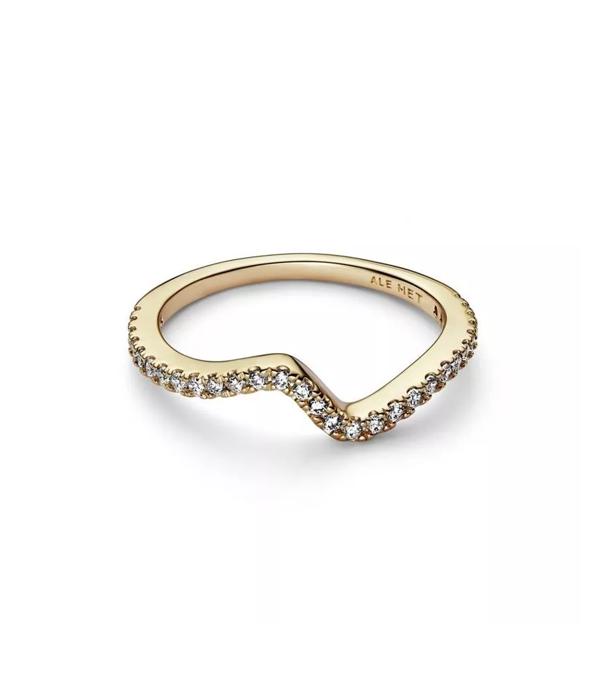 Anillo Con Un Recubrimiento En Oro De 14k Ola Brillante