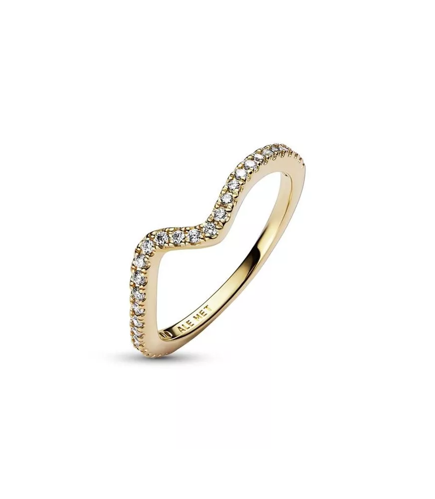 Anillo Con Un Recubrimiento En Oro De 14k Ola Brillante