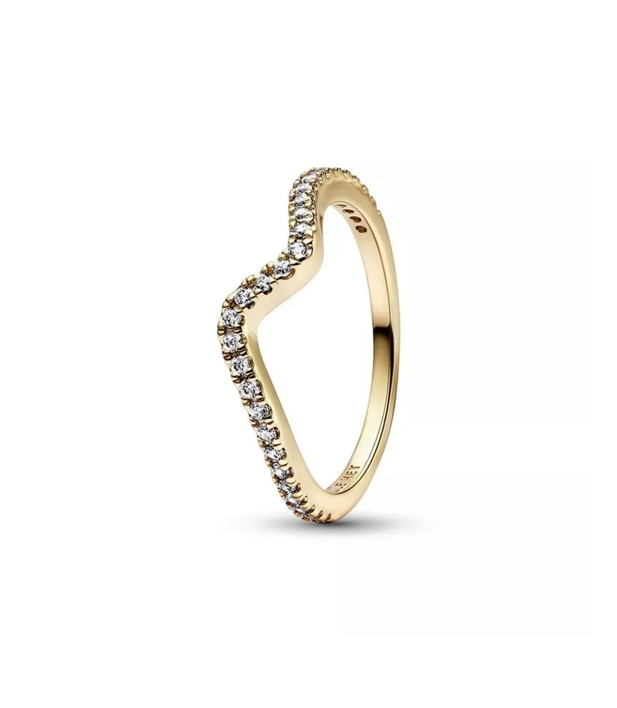 Anillo Con Un Recubrimiento En Oro De 14k Ola Brillante