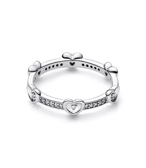 Anillo En Plata De Ley Corazón Nivelado Rojo Brillante