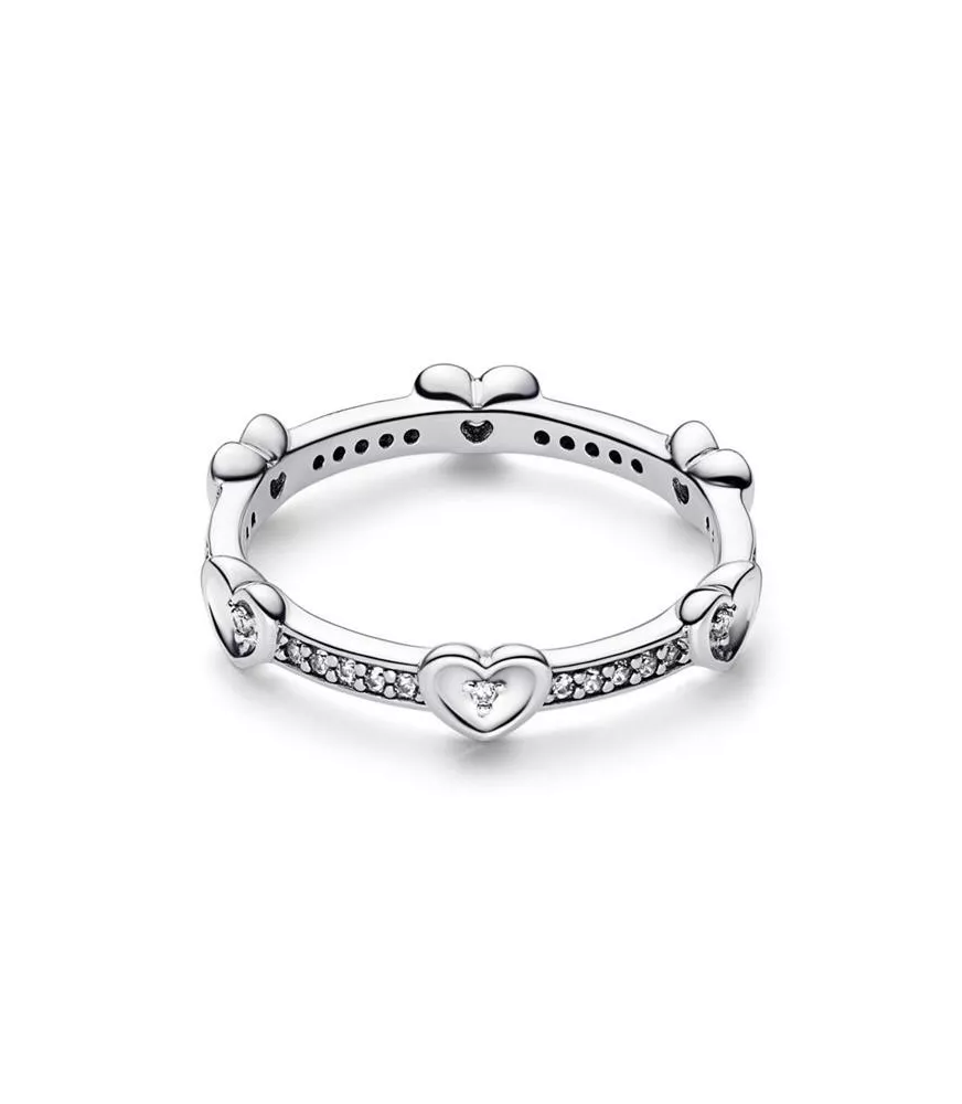 Anillo En Plata De Ley Corazón Nivelado Rojo Brillante