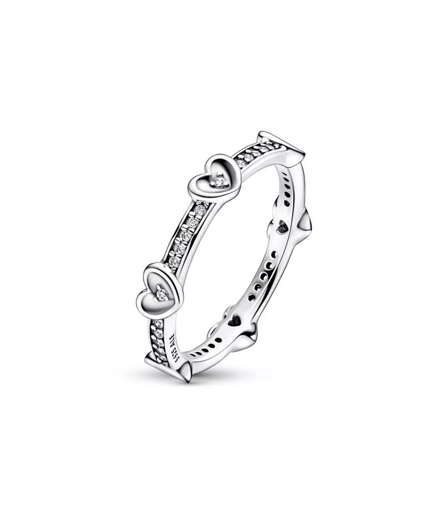 Anillo En Plata De Ley Corazón Nivelado Rojo Brillante