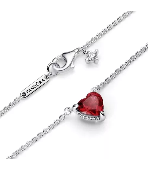 Collar en Plata de Ley Pandora Corazón Halo Brillante