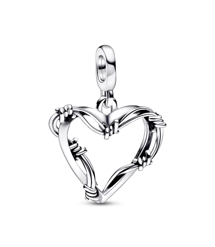 Medallón en plata de ley Corazón Alambre Pandora ME