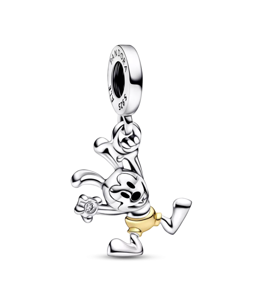 Charm Colgante en plata de ley y en oro de segunda ley de 14k 100 Aniversario Oswald de Disney