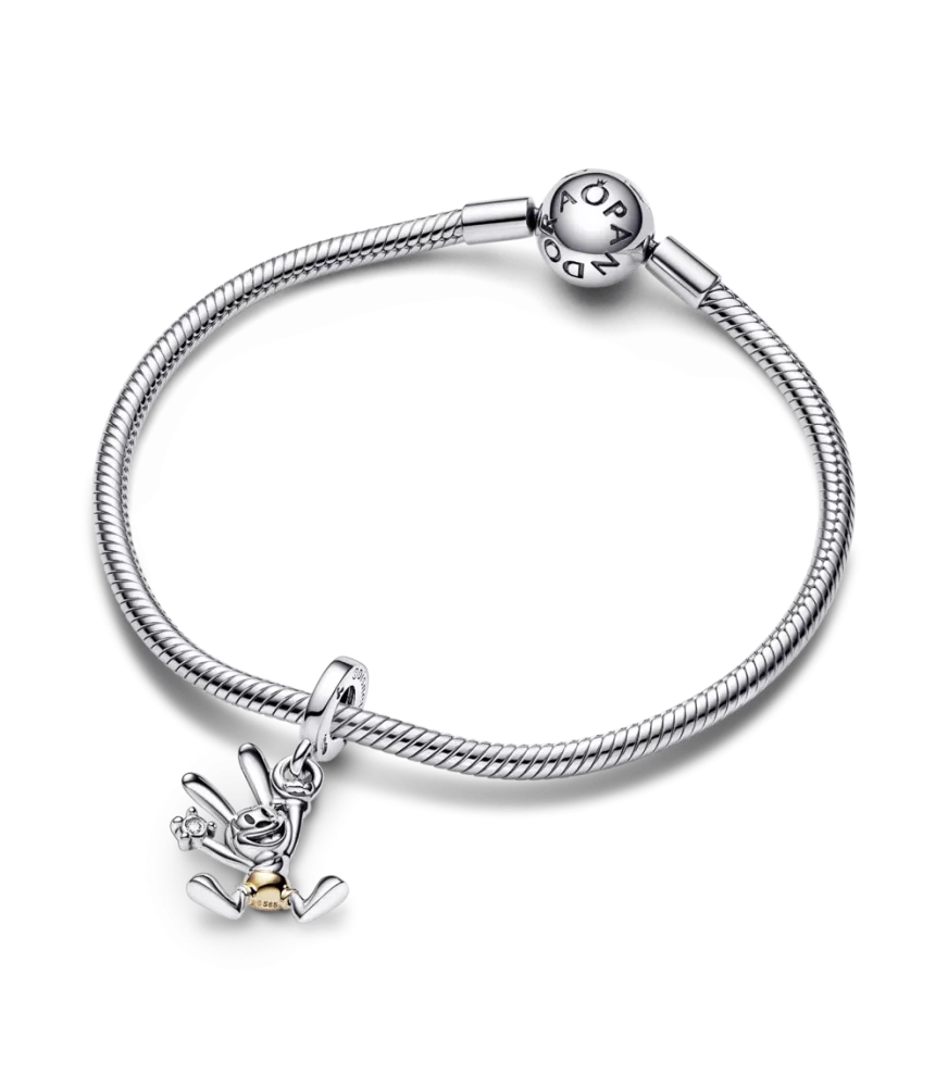 Charm Colgante en plata de ley y en oro de segunda ley de 14k 100 Aniversario Oswald de Disney