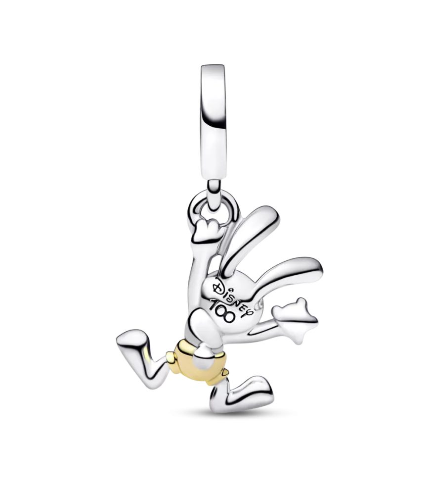 Charm Colgante en plata de ley y en oro de segunda ley de 14k 100 Aniversario Oswald de Disney
