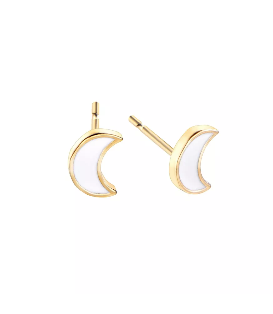 Pendientes Mi primera joya, luna, de Duran Exquse en plata dorada.